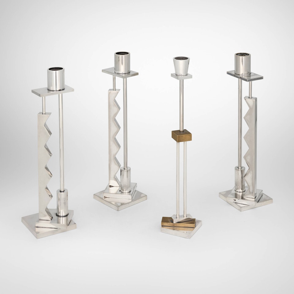 Collection of four candlesticks by Ettore Sottsass