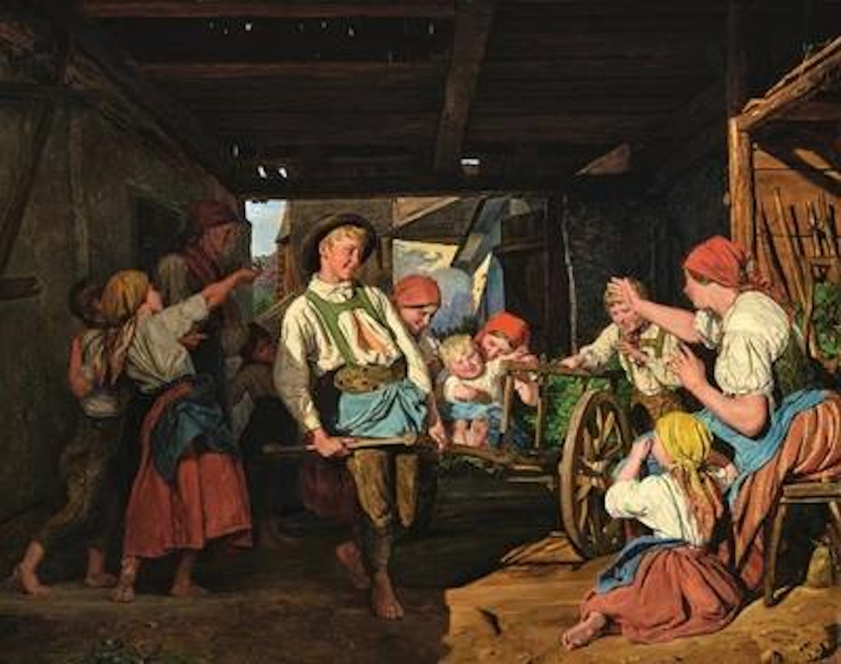 Hansl"s first outing (Homecoming children) by Ferdinand Georg Waldmüller