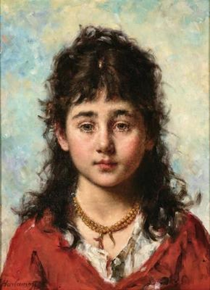Portrait of a Young Girl with a Necklace by Alexei Harlamoff