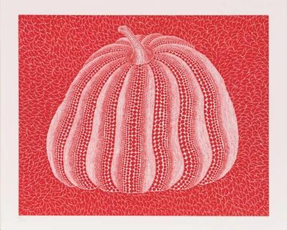 "Pumpkin (white/red)" by Yayoi Kusama