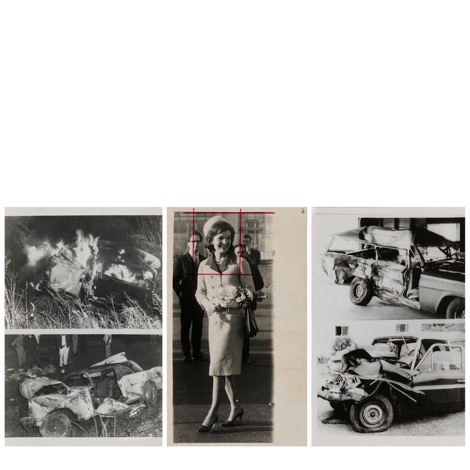 Selected Source Photographs for Andy Warhol"s 1963-64 Silkscreened Paintings of "Jackie" (Kennedy) and "Car Crashes" by Andy Warhol