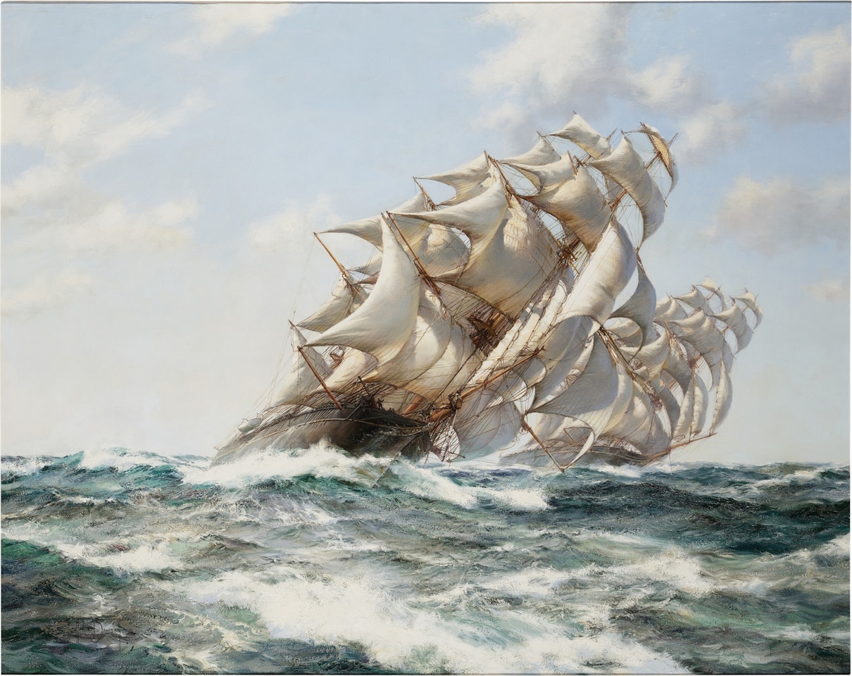 The China Tea Clippers Ariel and Taeping on September 5th 1866 by Montague Dawson