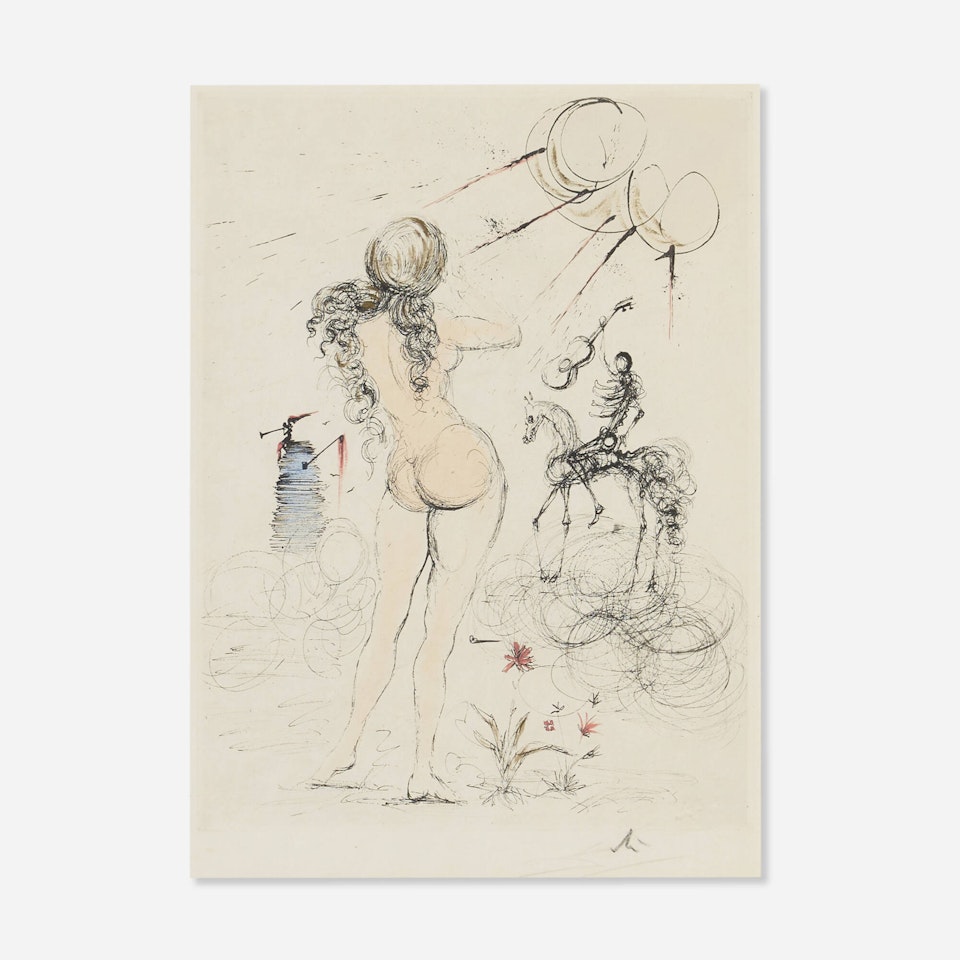 Femme, cheval et la mort (from the Poèmes secretes d"Apollinaire portfolio) by Salvador Dali