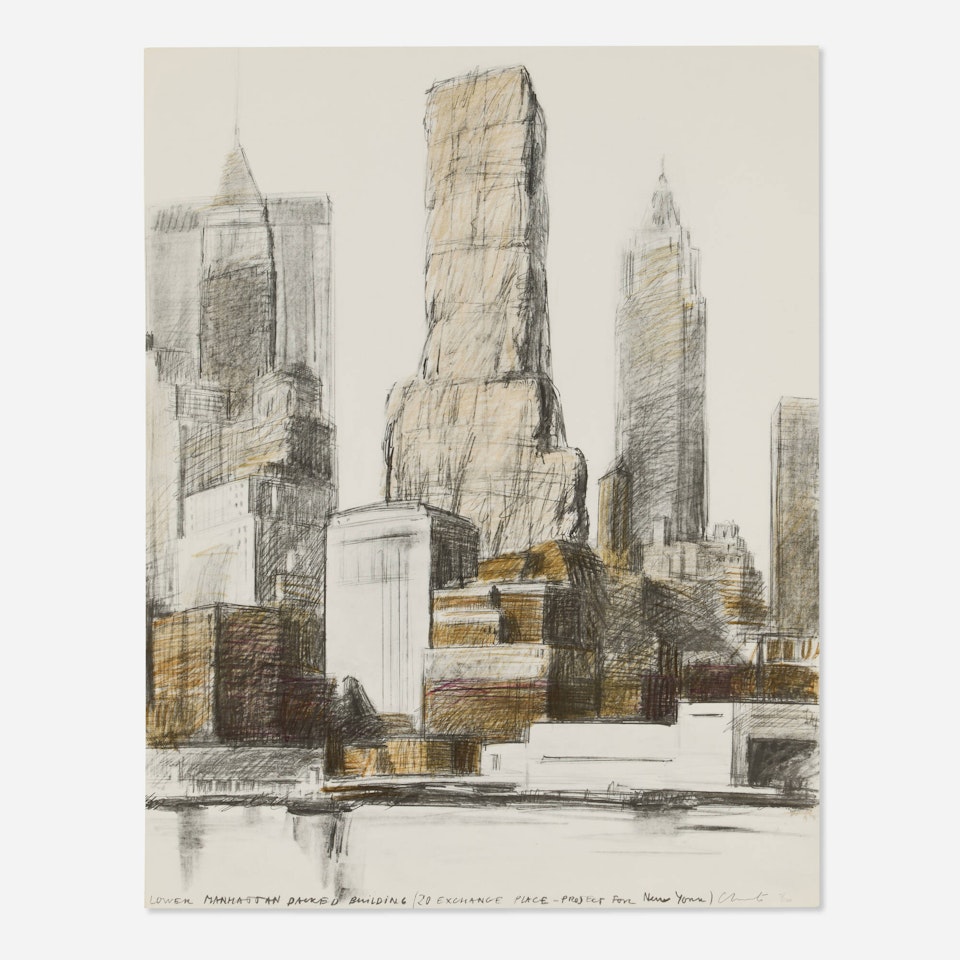 Lower Manhattan Packed Building, 20 Exchange Place, Project for New York by Christo