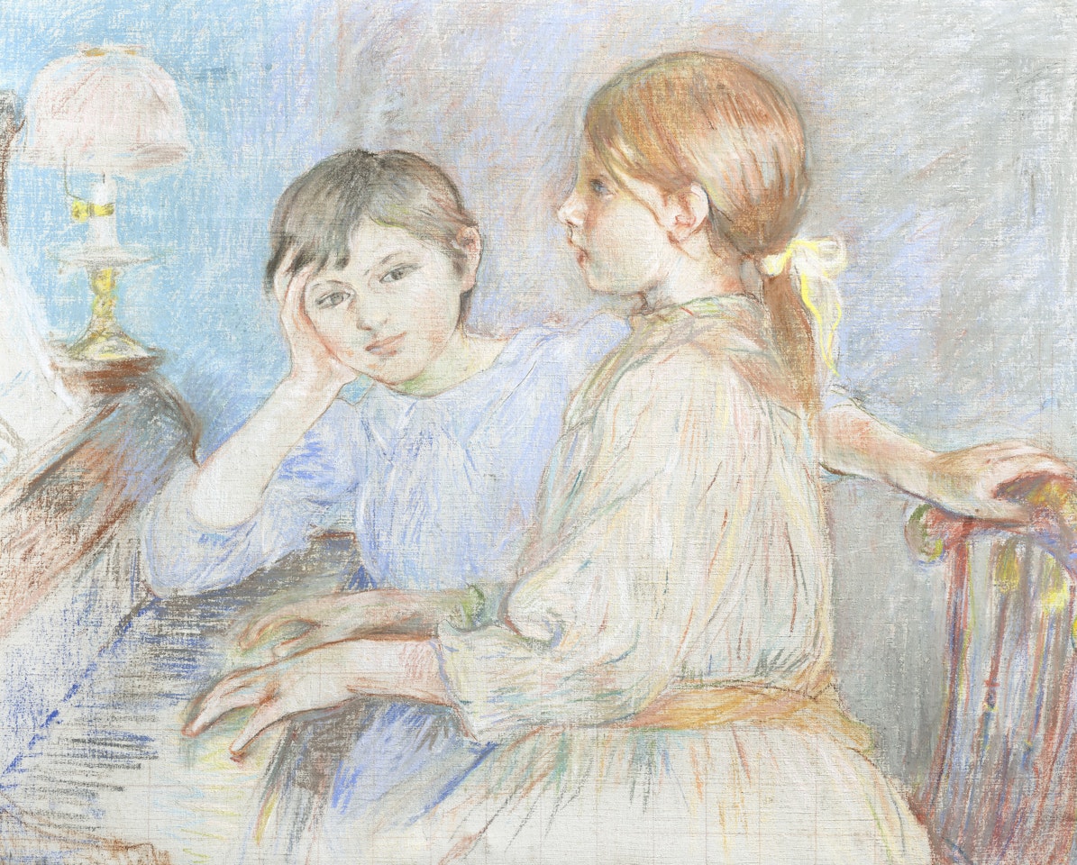 Jeanne Gobillard au piano et Julie Manet by Berthe Morisot