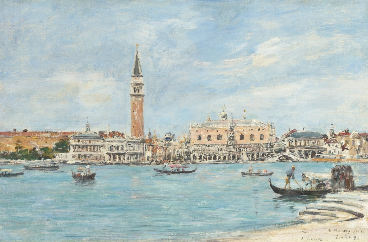 Venise. Le Campanile, le Palais Ducal et la Piazzetta. Vue prise de San Giorgio by Eugène Boudin