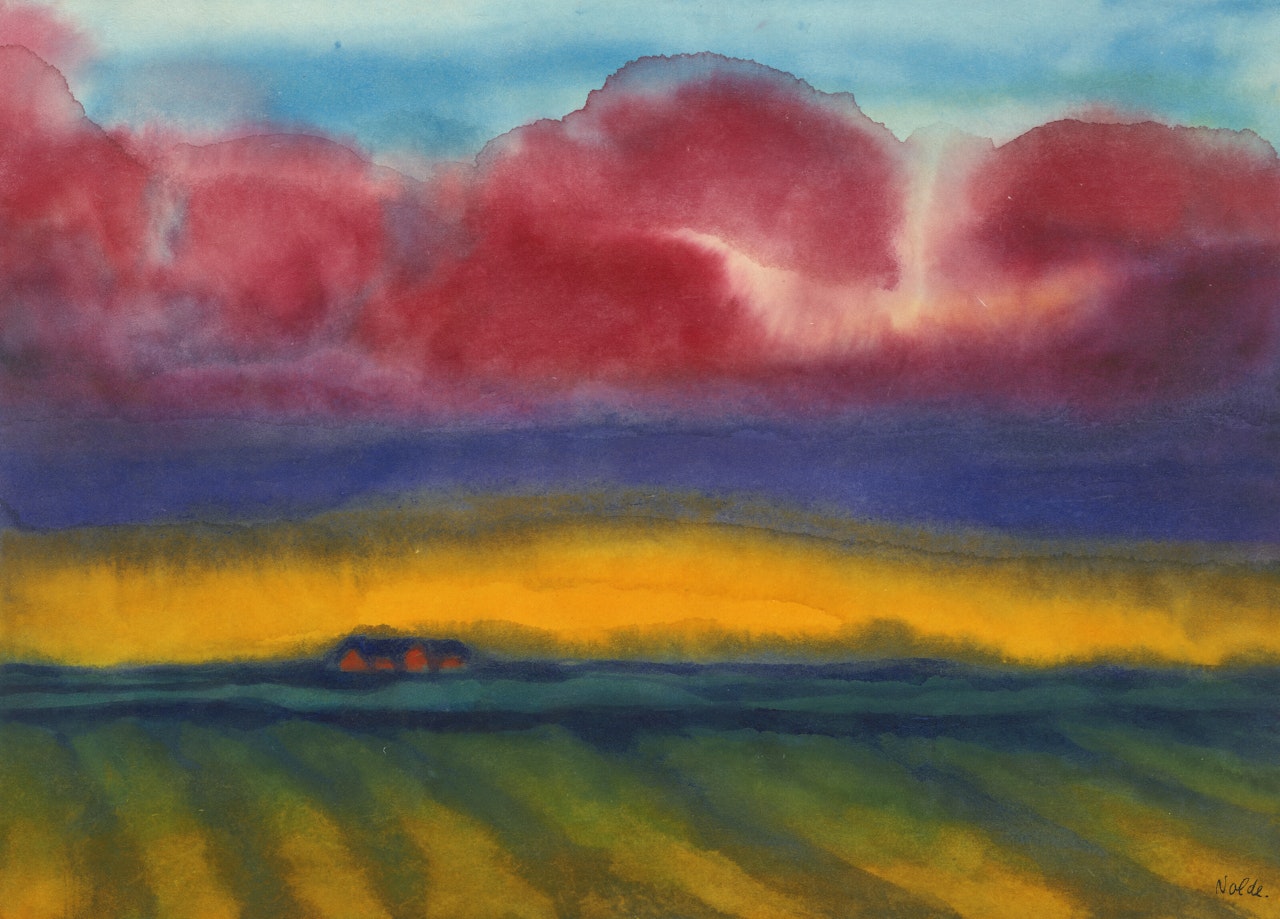 Marschlandschaft mit Bauernhof by Emil Nolde
