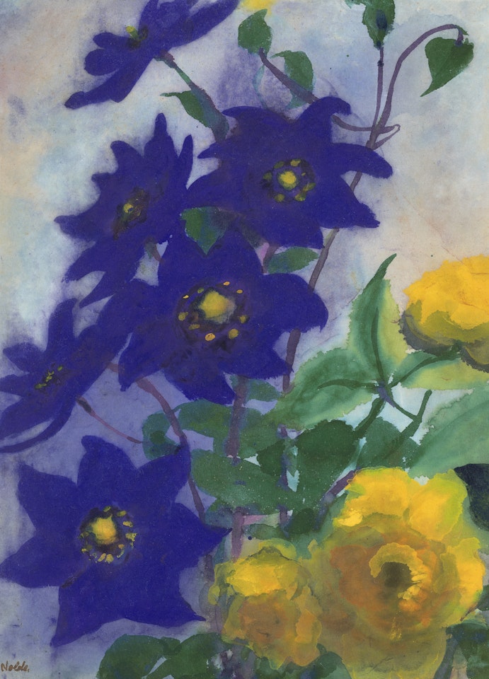 Blaue und gelbe Blüten by Emil Nolde