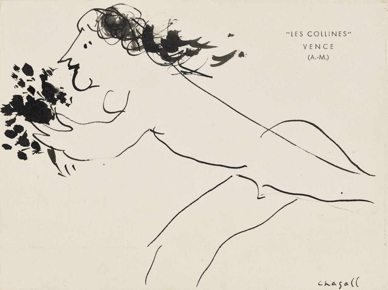 Coureur nu au bouquet by Marc Chagall