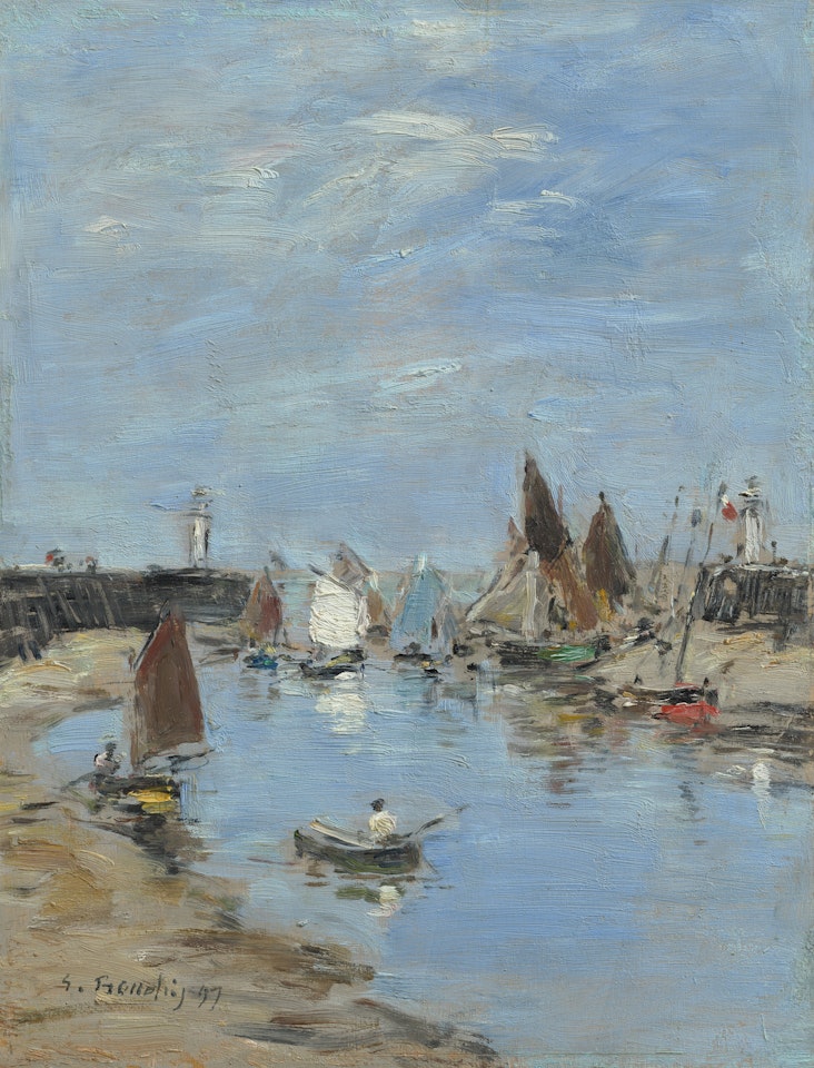 Trouville. Les jetées, marée basse by Eugène Boudin