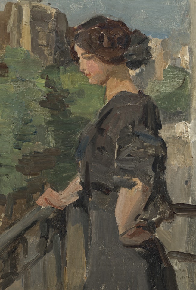 An Elegant Lady on a Balcony, Paris by Isaac Israels