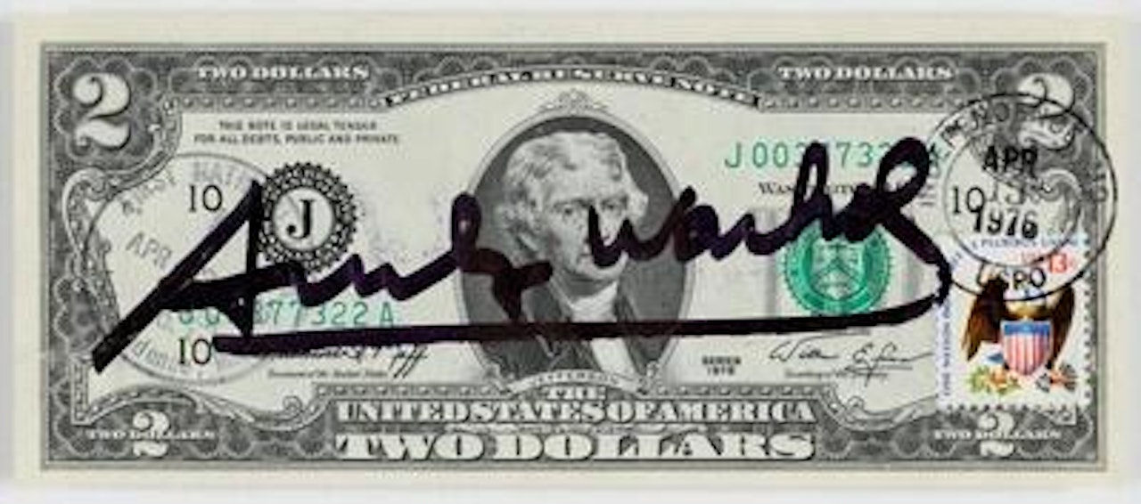 Two Dollars (Declaration of Independence - Thomas Jefferson) by Andy Warhol