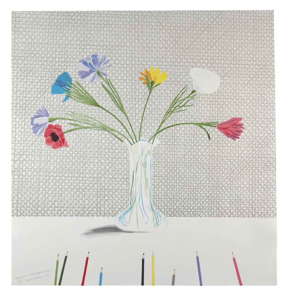 Coloured Flowers Made of Paper and Ink by David Hockney