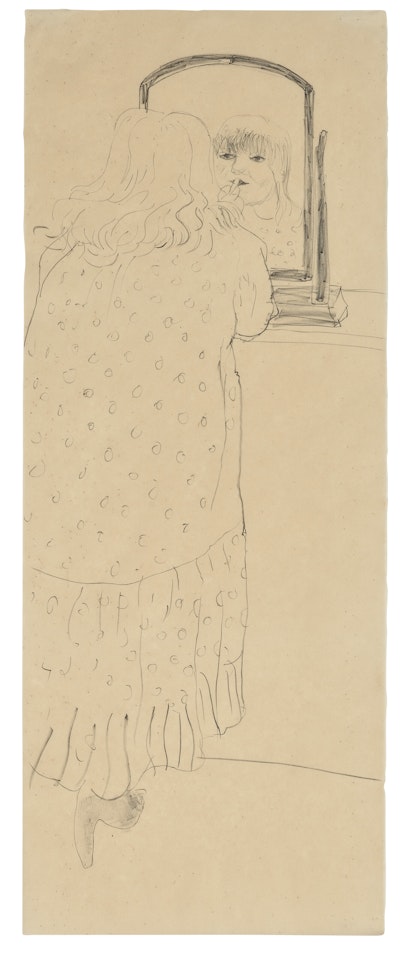 Ann Putting on Lipstick by David Hockney