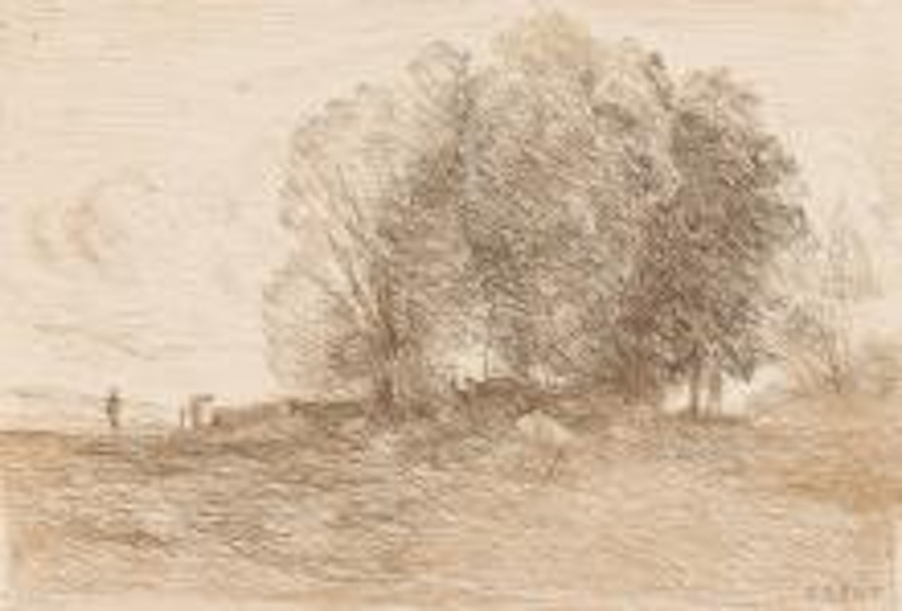 Le Bouquet de belle forière. by Jean Baptiste Camille Corot