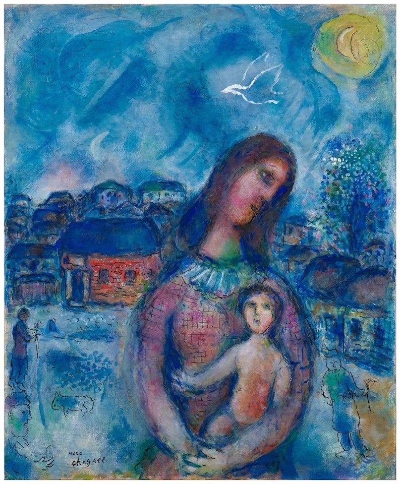 Maternité sur fond bleu by Marc Chagall