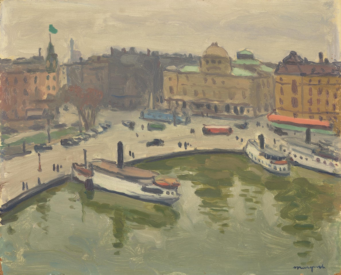 Le Port de Stockholm, Nybroviken, vue depuis l"hôtel Strand by Albert Marquet