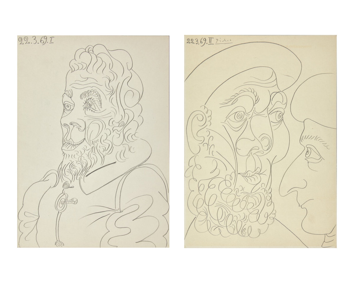 Tête d"Homme (with Deux Têtes verso); A Double-Sided Drawing by Pablo Picasso