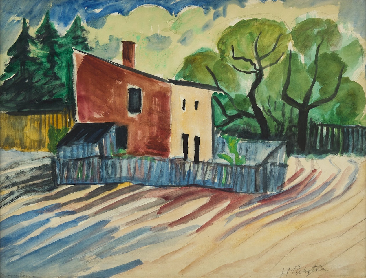 Haus mit Acker (House with Field) by Max Pechstein