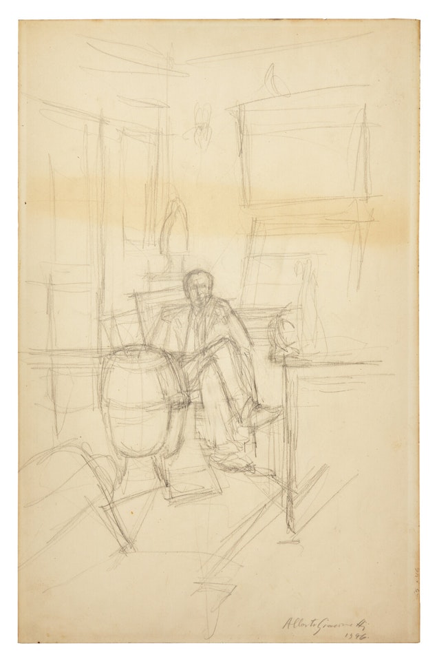 Pierre Loeb Assis dans le Bureau de la Galerie Pierre ;; Pierre Loeb Assis (Verso) by Alberto Giacometti