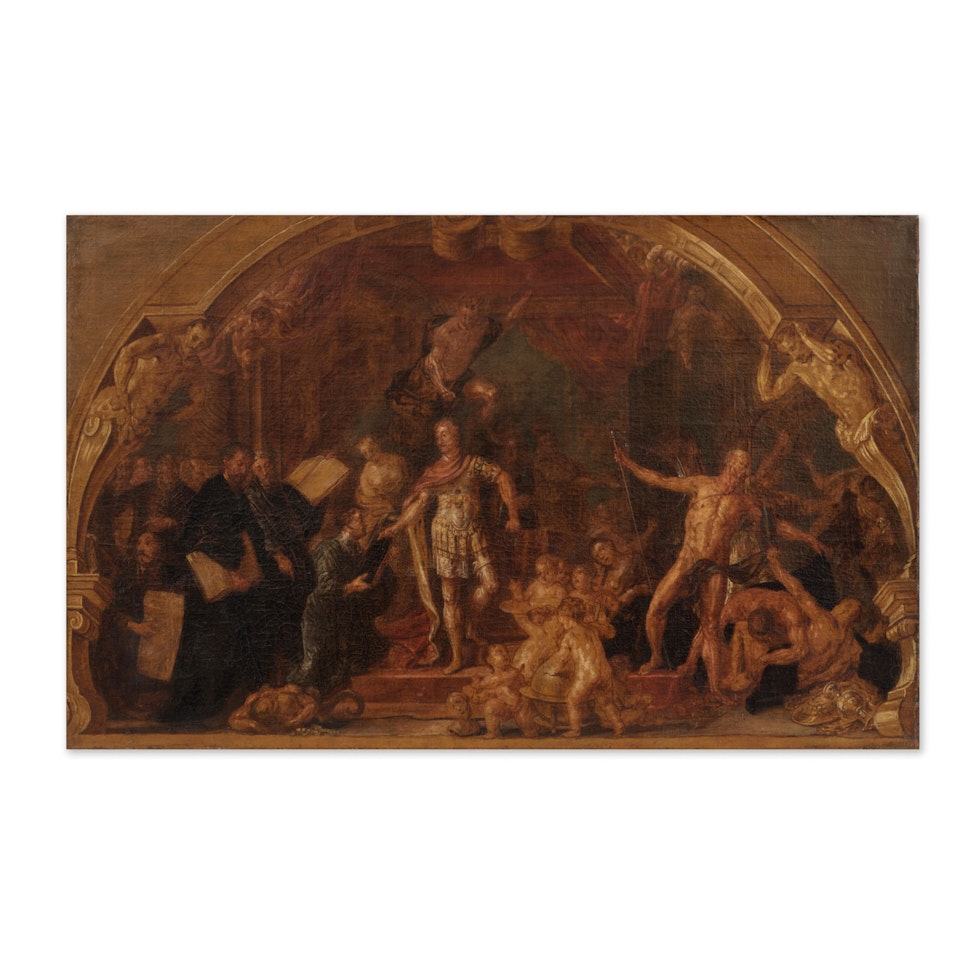 Projet de décor pour une fresque avec l"allégorie à la gloire d"un prince by Flemish School