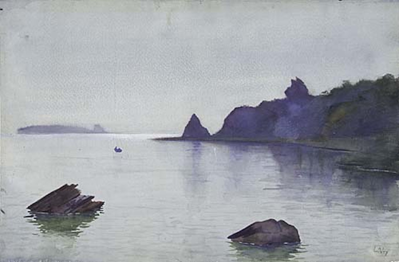 Landschaft mit große See by Lesser Ury