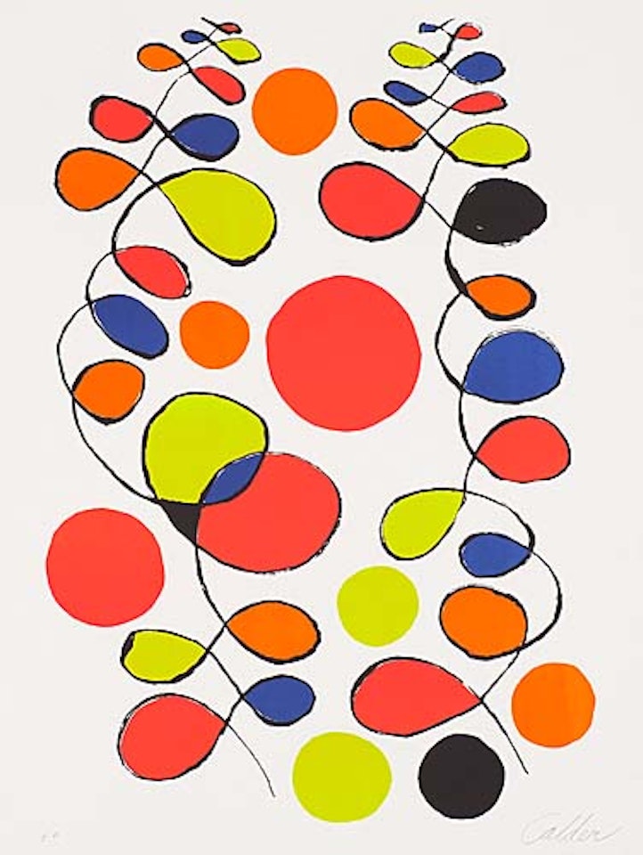 Two color lithographs:  Composition with Weaving Circles, Composition with Weaving Shapes by Alexander Calder