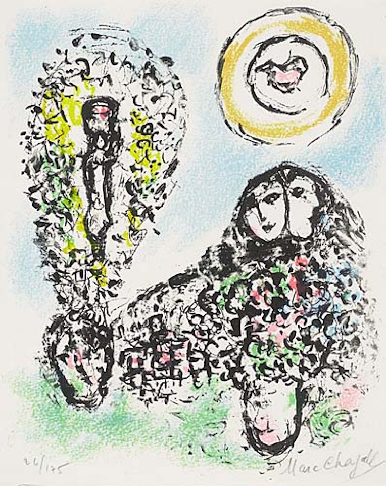 Portfolio with complete text, 1 color lithograph and numerous color illustrations and vignettes after paintings and drawings by various artists: La Mise en Mots by Marc Chagall