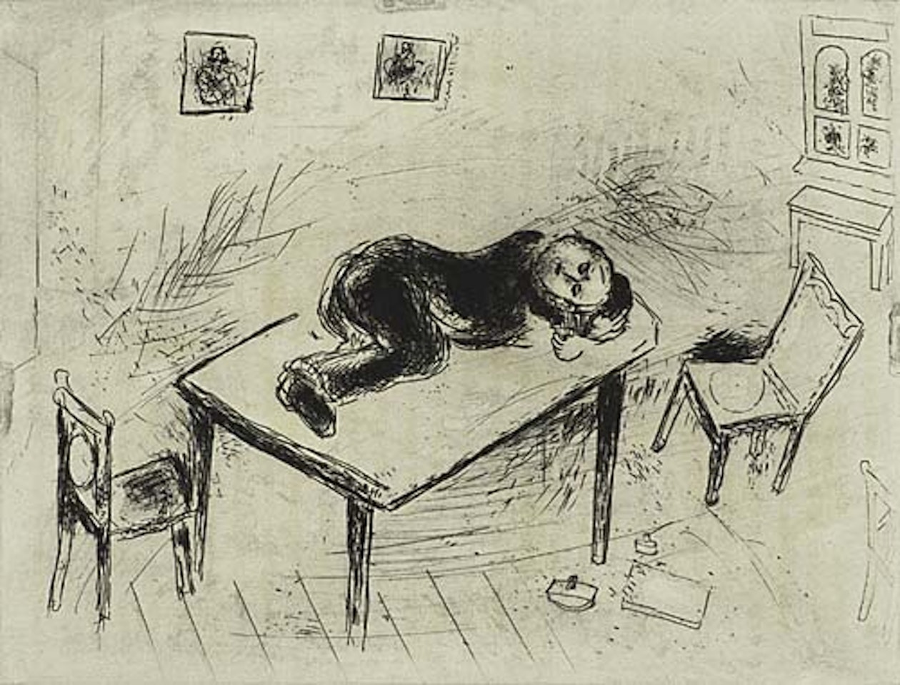 Two etchings from Les Ames Mortes by Marc Chagall