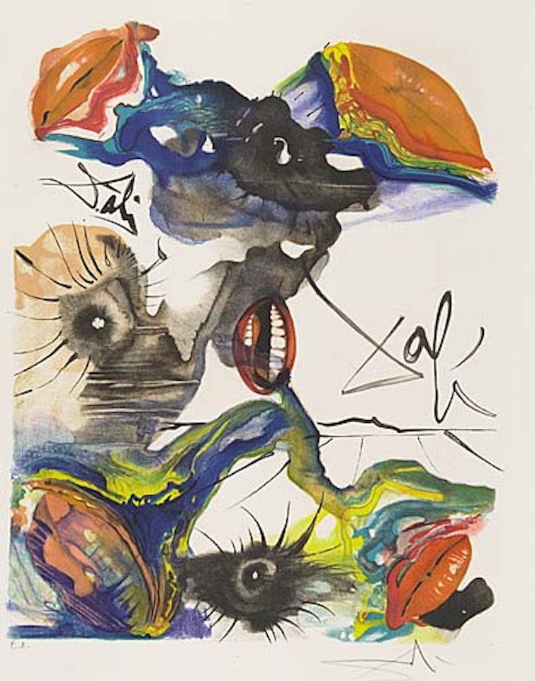 Three color lithographs: Nue du Bras Levé, The Lips, New York Christ by Salvador Dali