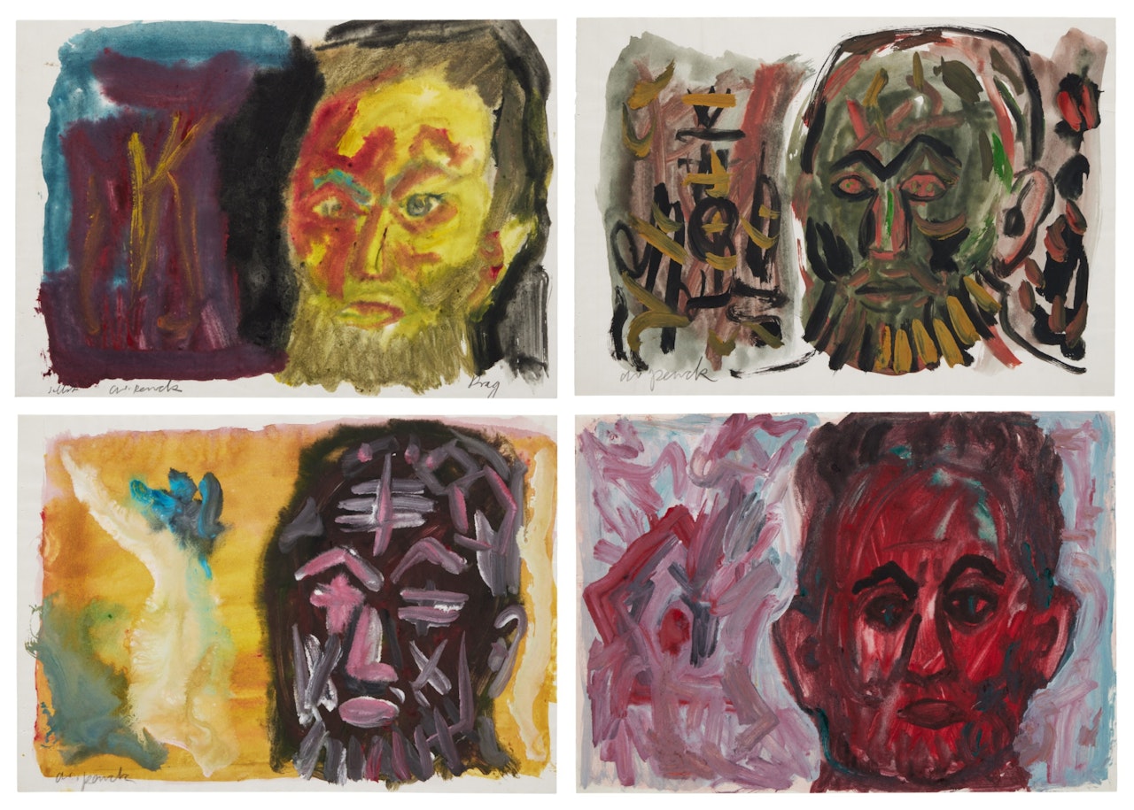 i. Selbst; ii. - i.v. Untitled (Selbstbildnis) [Four Works] by A.R. Penck