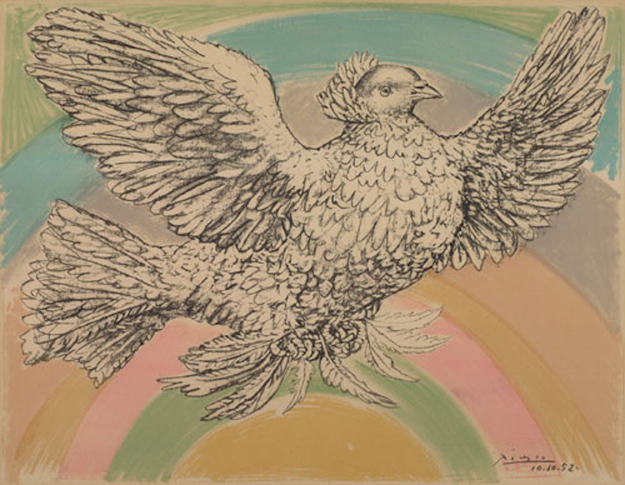 Colombe Volant (à l'Arc-en-Ciel). by Pablo Picasso