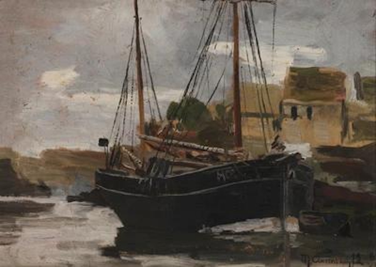 Schiff im Hafen by Max Clarenbach