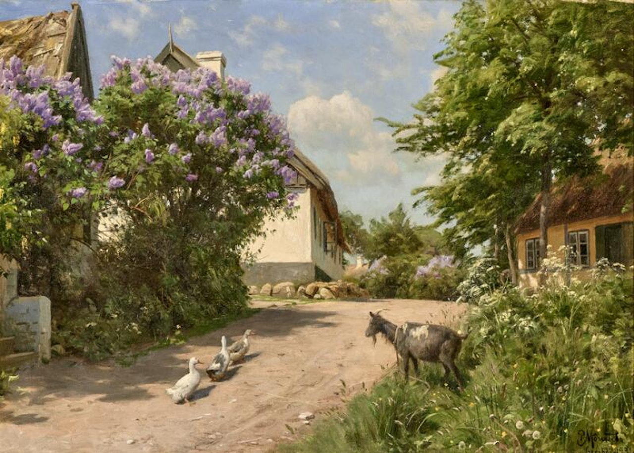 “Sommerdag i landsbyen Gershøj” by Peder Mork Monsted