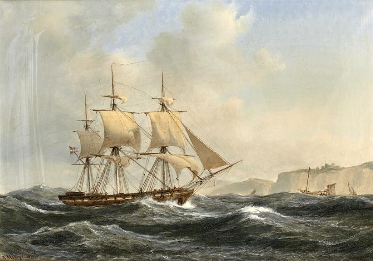 Sailing ship off the White Cliffs of Dover by Anton Melbye