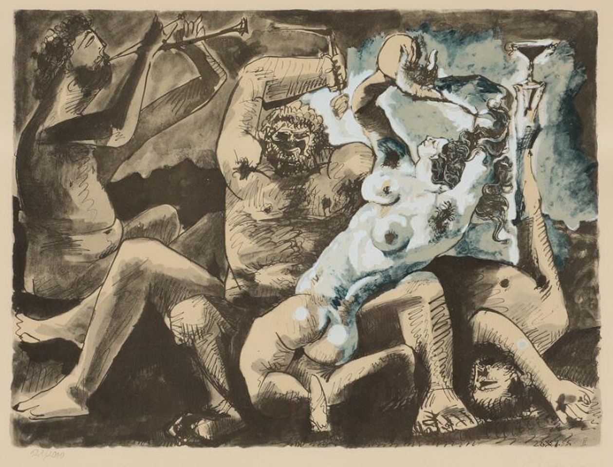 “Bacchanale”, from the folder “La Flute Double” by Pablo Picasso
