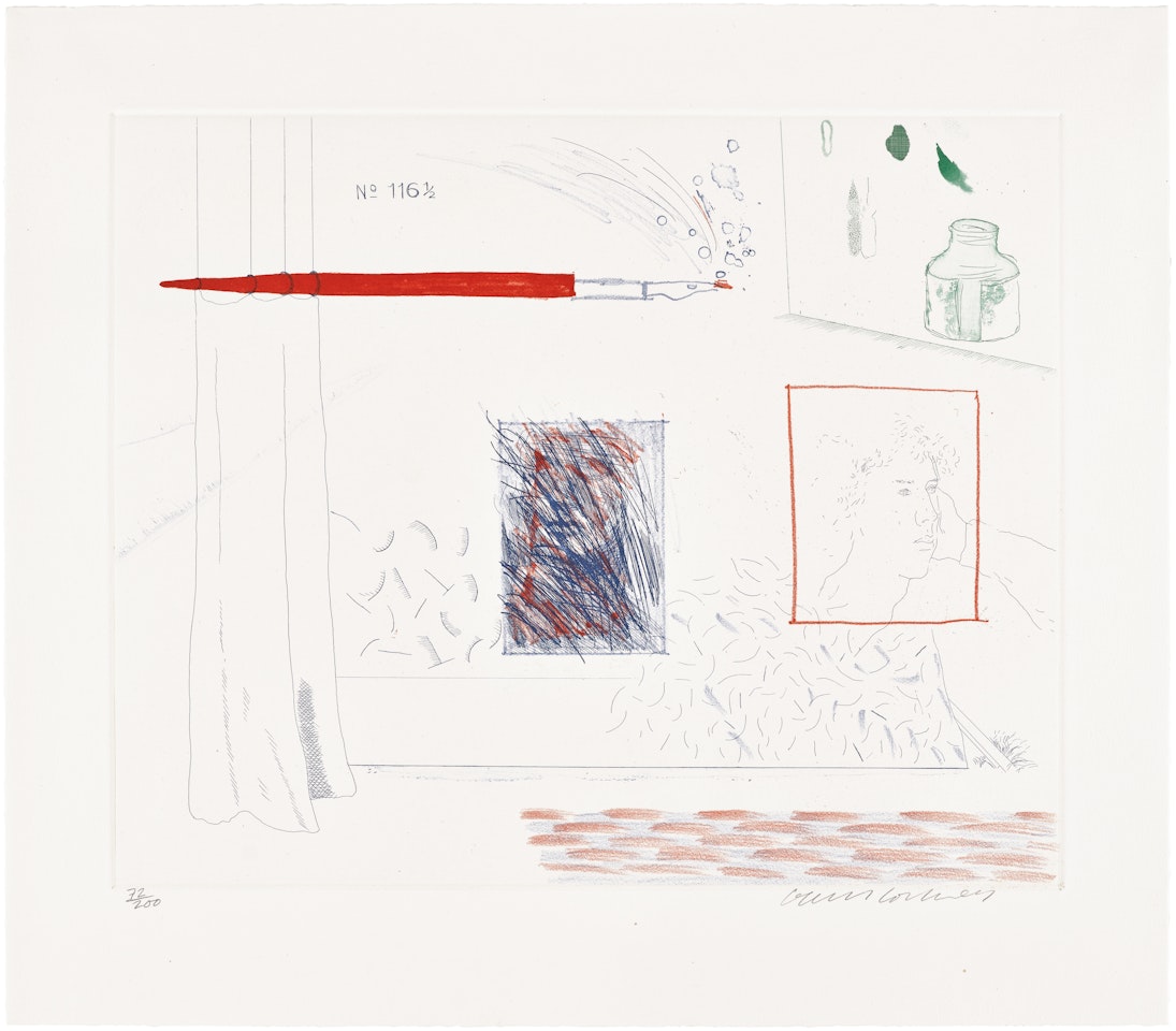 Etching is the Subject, plate 14 from The Blue Guitar (S.A.C. 212, M.C.A.T. 191) by David Hockney