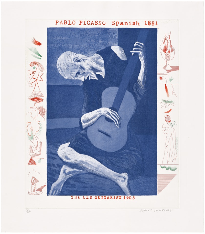 The Old Guitarist, plate 2 from The Blue Guitar (S.A.C. 200, M.C.A.T. 179) by David Hockney