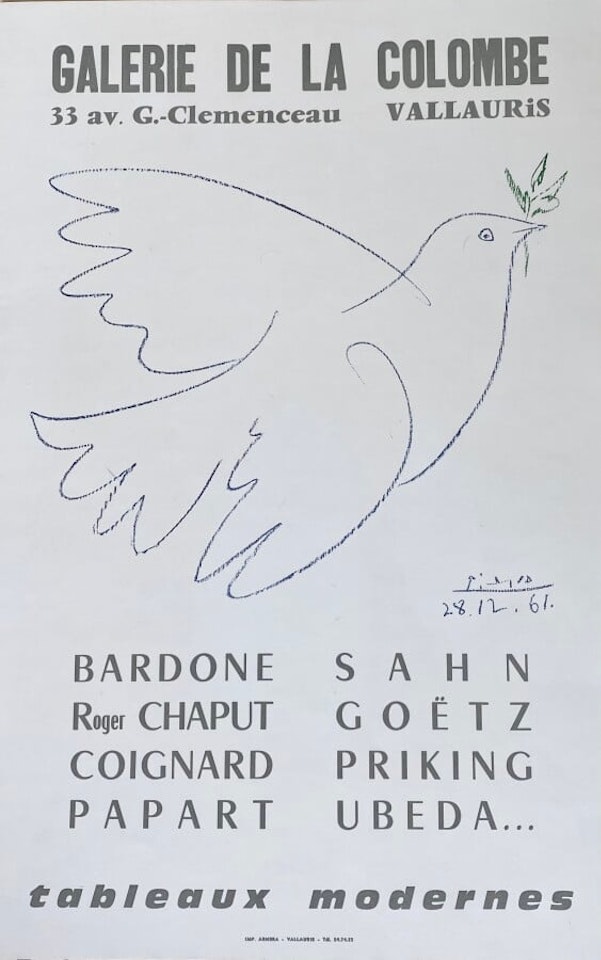 Galerie de la Colombe, Vallauris, Modern Paintings; (Czwiklitzer 207 A) by Pablo Picasso