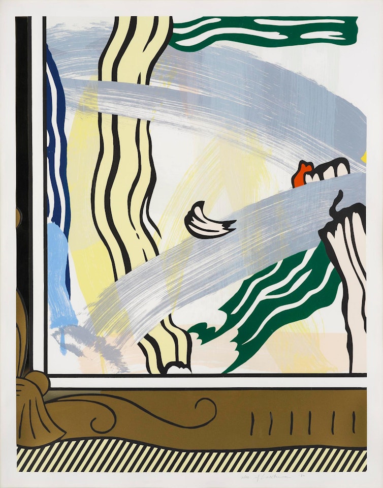 Painting in gold frame by Roy Lichtenstein
