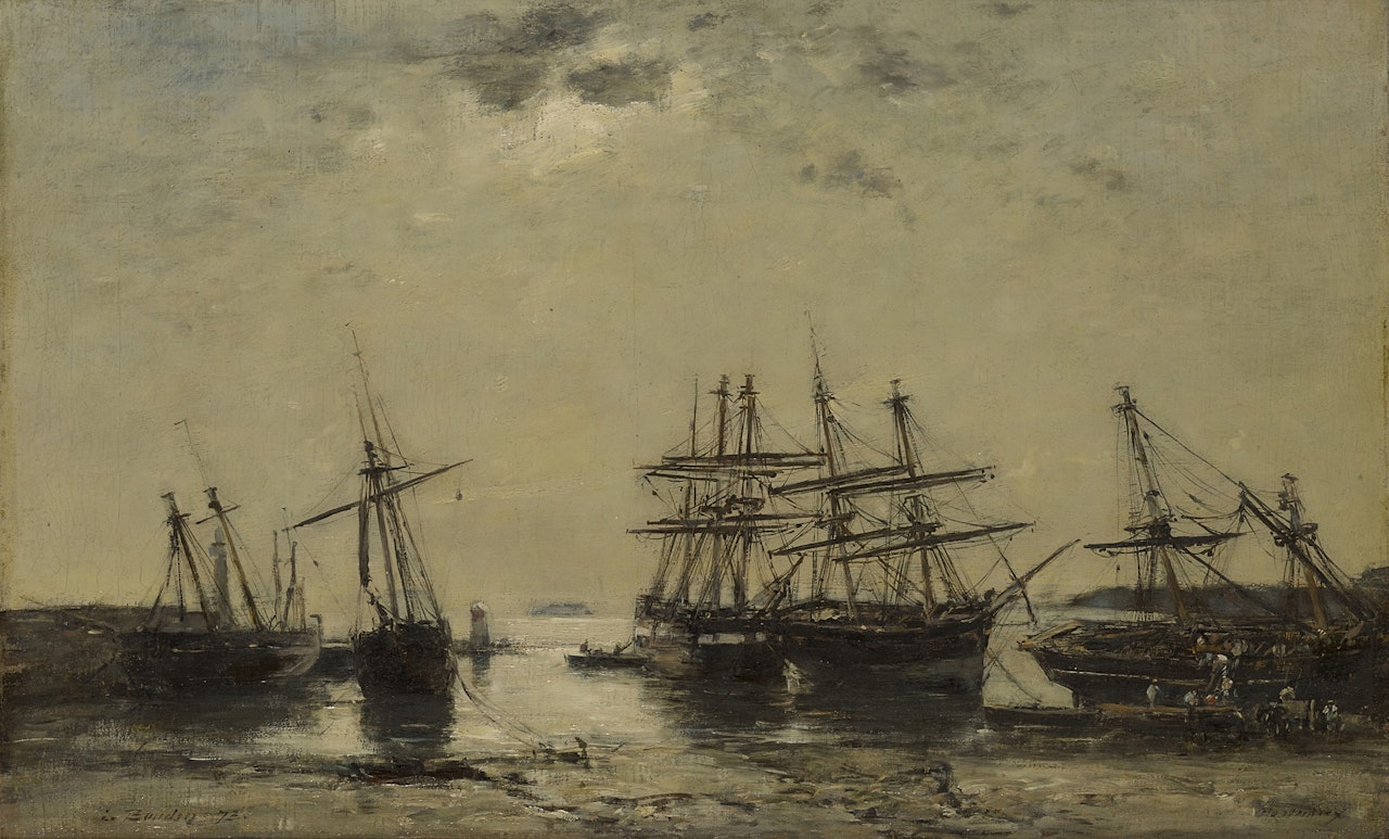 Portrieux, entrée du port, marée basse by Eugène Boudin