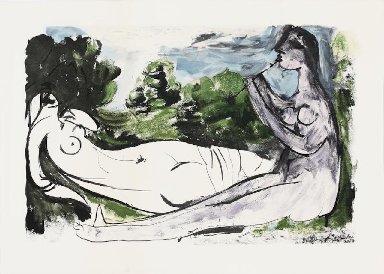 “Femme Nue Couchee et Jouer de Flute” by Pablo Picasso