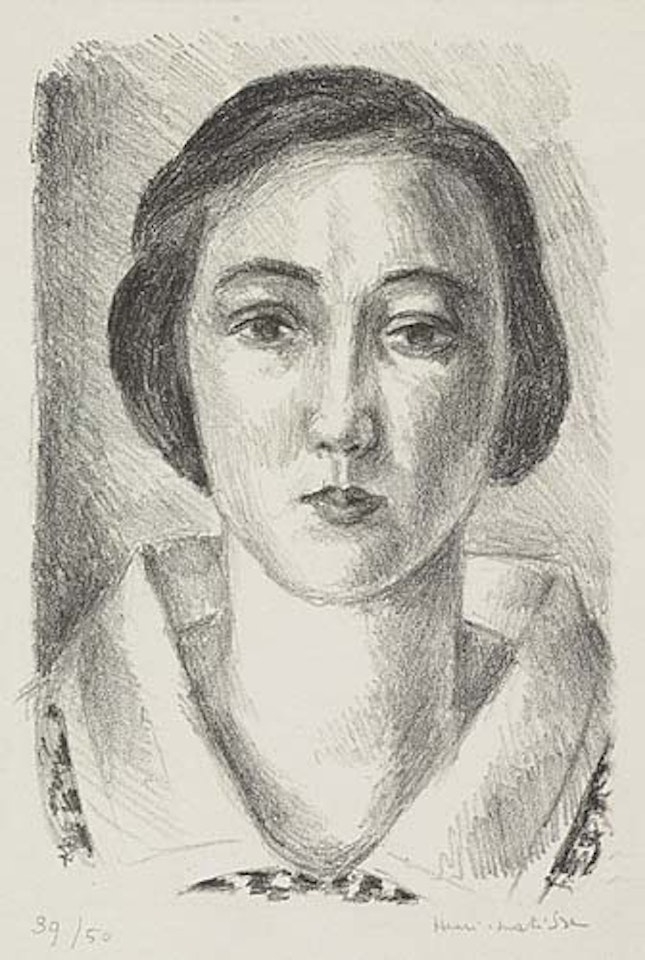 Jeune fille en robe fleurie au col d'organdi by Henri Matisse