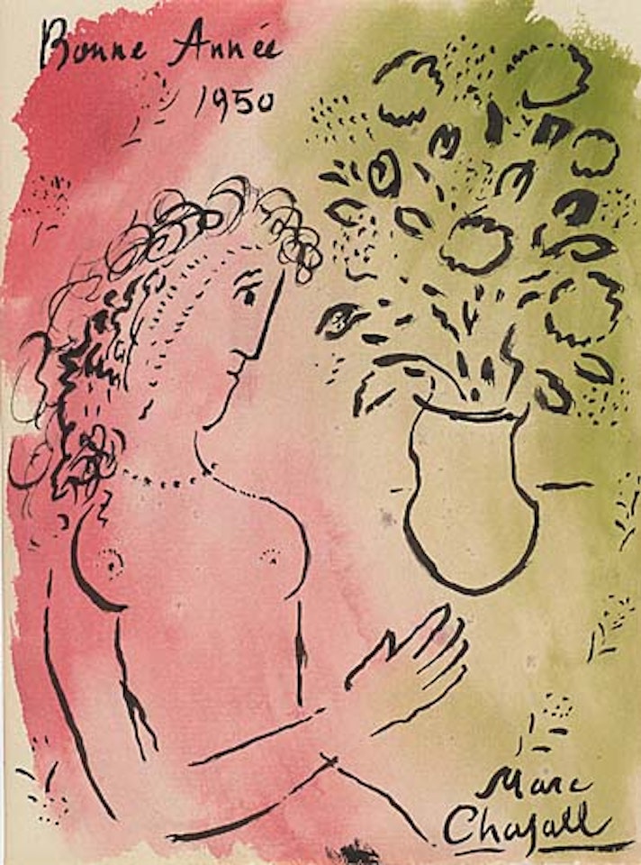 Bonne Année (Femme avec un Bouquet) by Marc Chagall