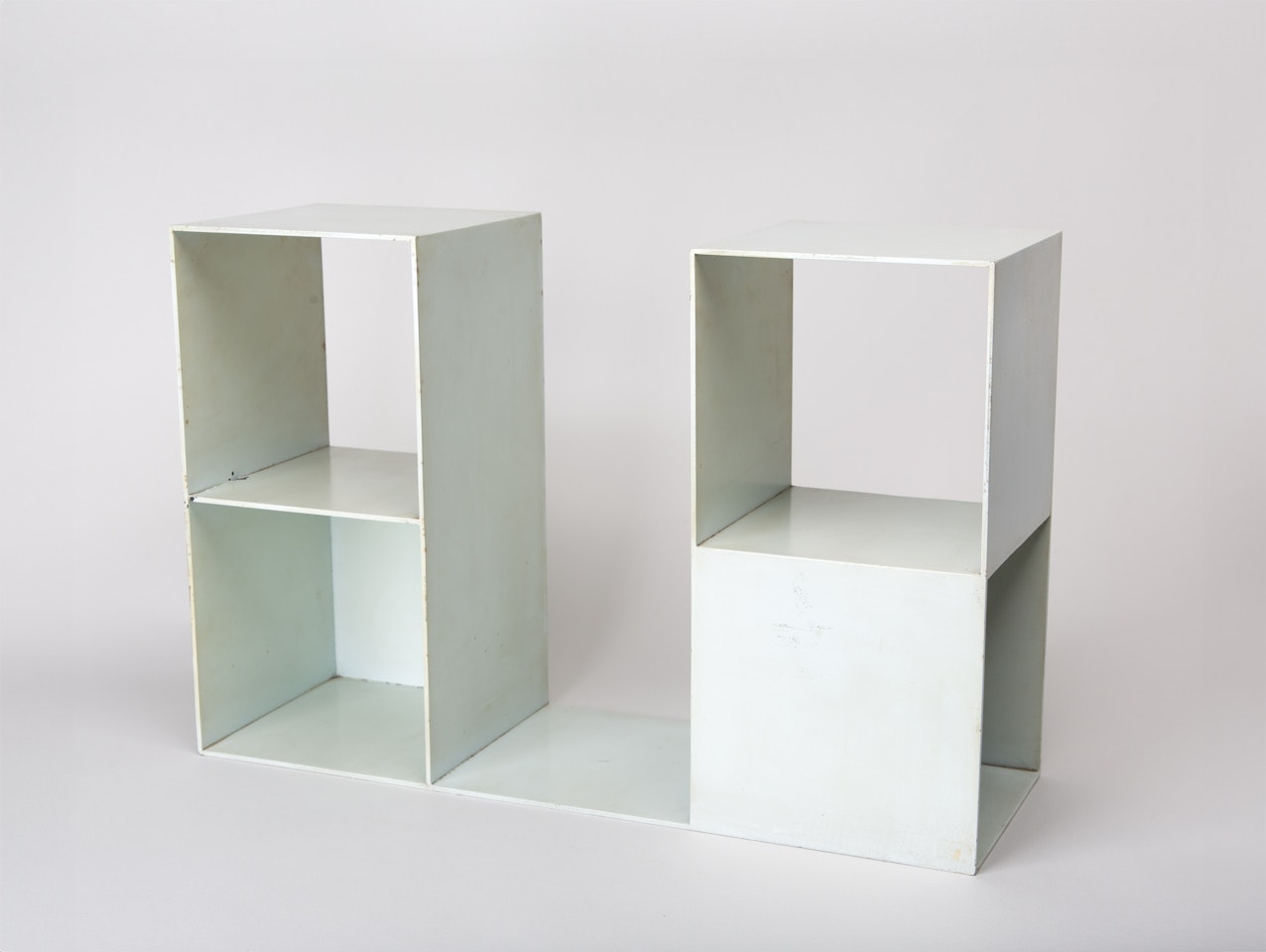 2/2 Two Two-part pieces using a cube with opposite sides removed by Sol LeWitt