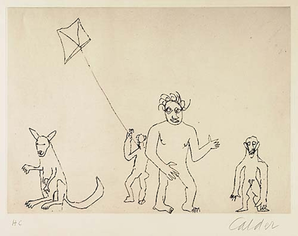 Two Figures, One Flying a Kite, a Monkey and a Kangaroo by Alexander Calder