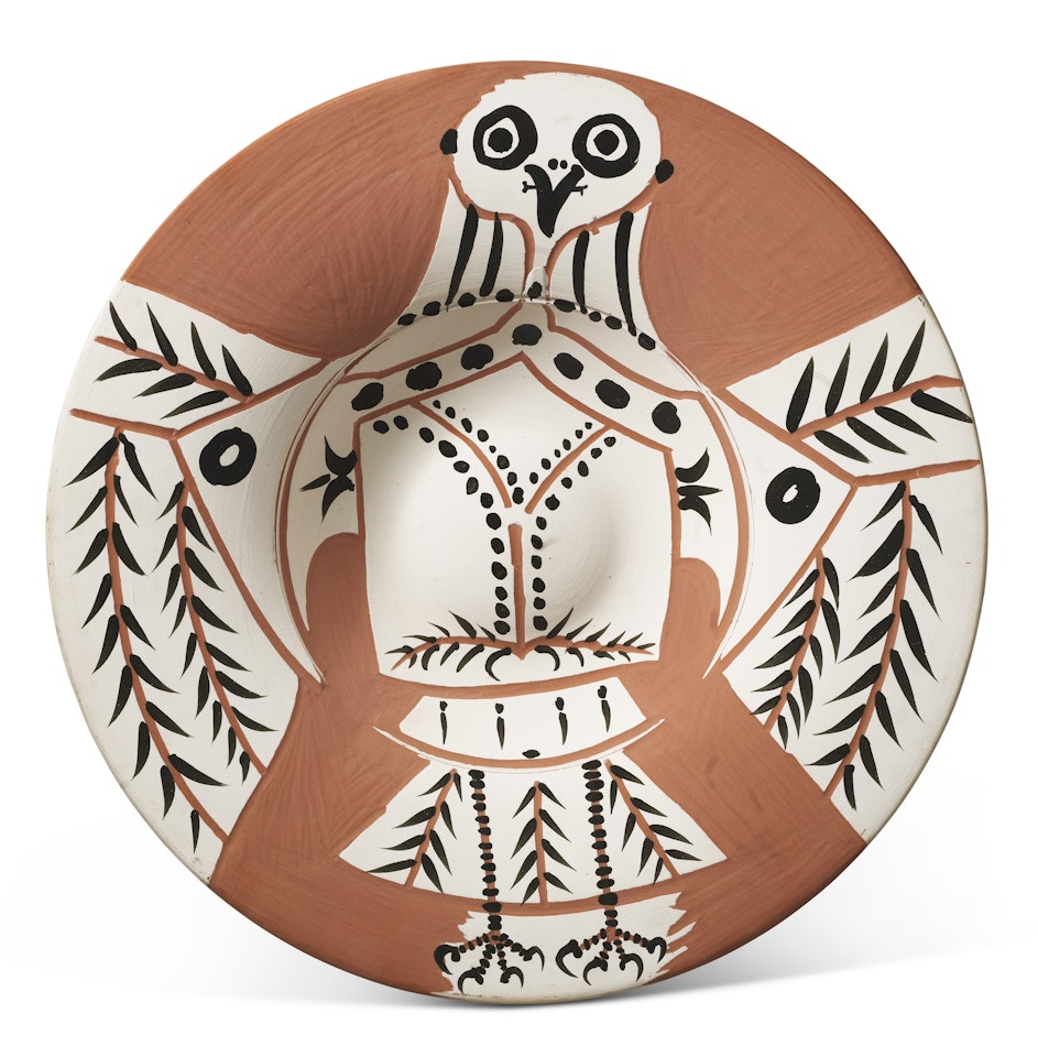 Hibou blanc sur fond rouge (A.R. 395); Hibou blanc sur fond rouge (A.R. 395) by Pablo Picasso