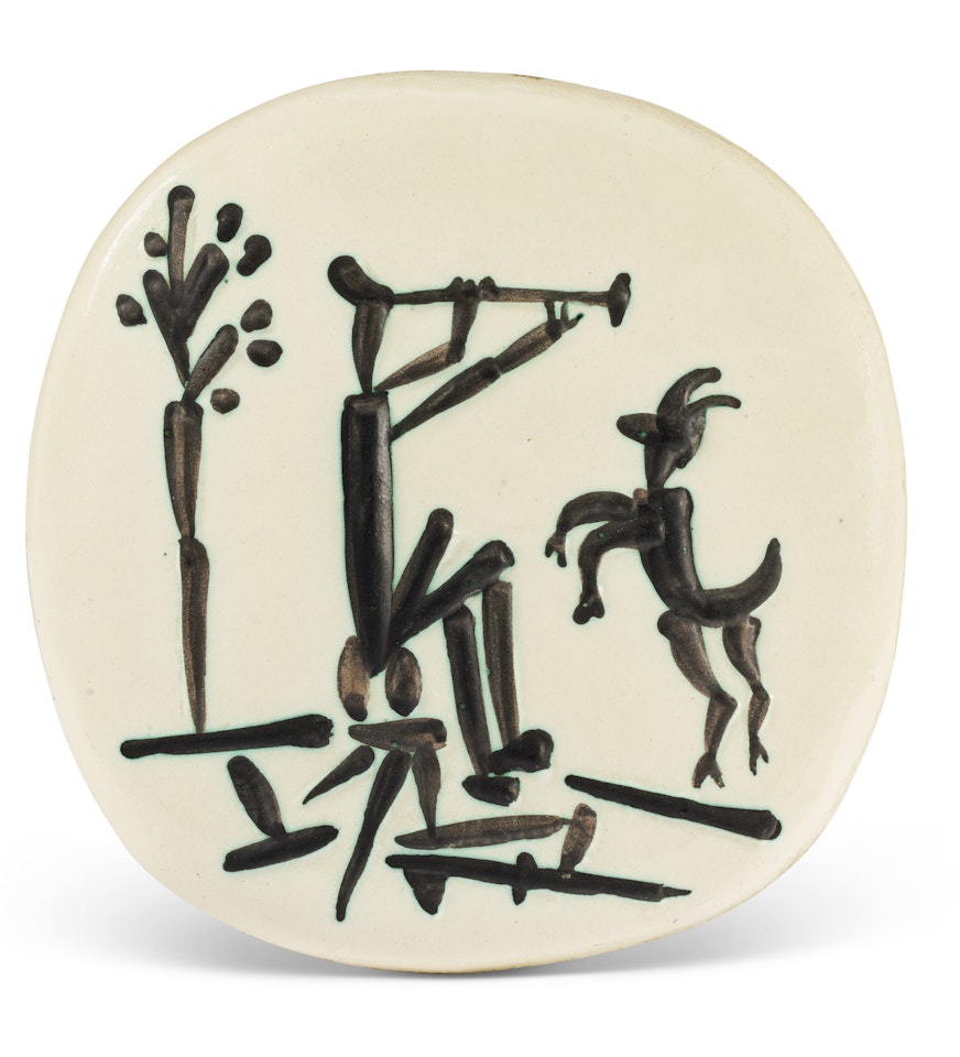 Joueur de flute et chèvre (A.R. 382) by Pablo Picasso