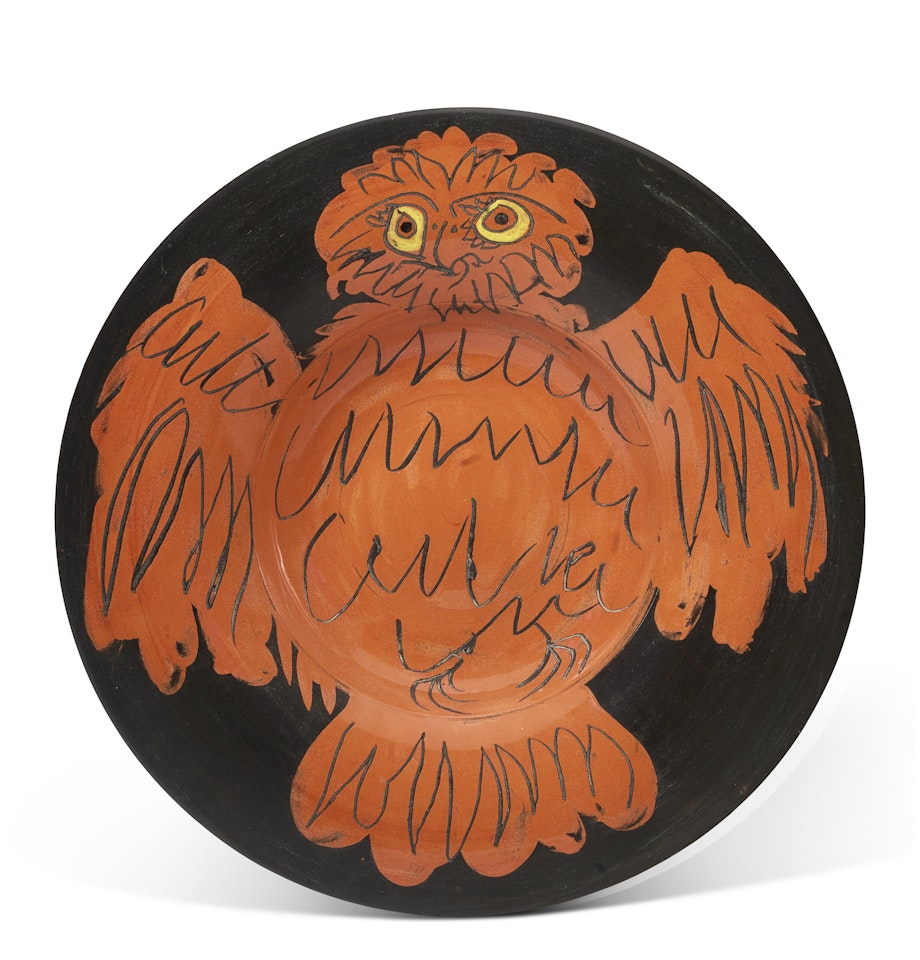 Hibou rouge sur fond noir (A.R. 399); Hibou rouge sur fond noir (A.R. 399) by Pablo Picasso