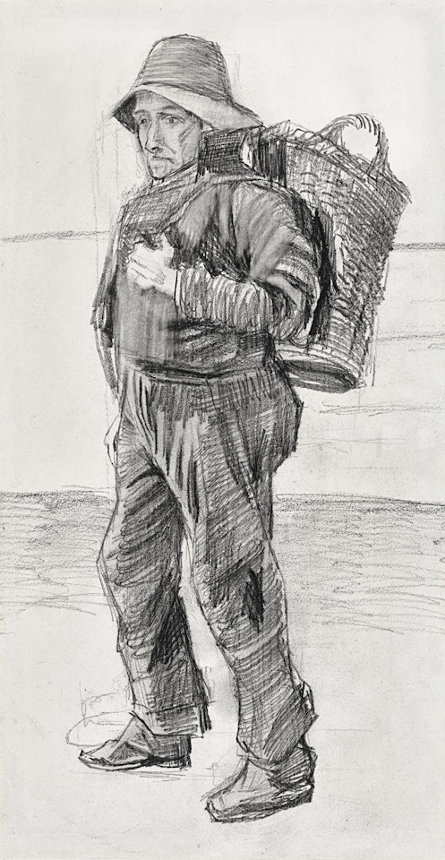 Visser met een Mand op zijn Rug (Fisherman with Basket on his Back) by Vincent van Gogh